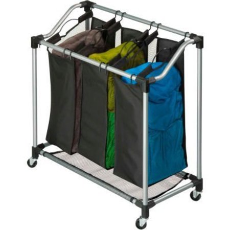 HONEY CAN DO INTERNATIONAL. Elite Triple Laundry  Sorter On Casters, Black, Steel/Polyester SRT-01641